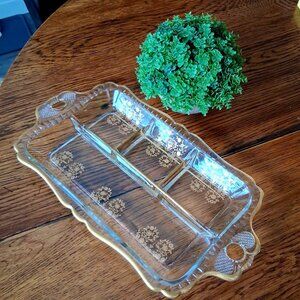 RARE Vintage 1920s French St. Louis Crystal Relish Dish/Micado Pattern